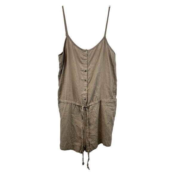 Forever 21 Womens Sleeveless Romper Tie Waist Taupe Size Medium Pockets New - Picture 1 of 9